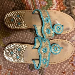 Gold and turquoise Jack Rogers